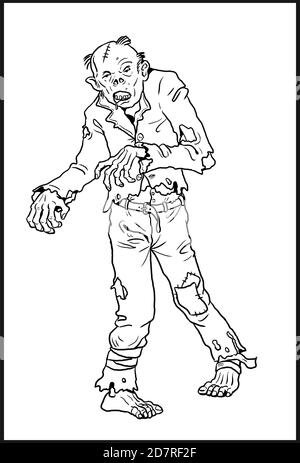 Halloween drawing zombie coloring template undead revenant stock photo