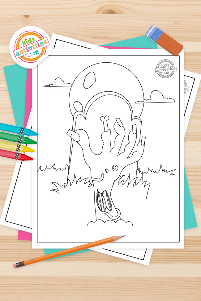 Spooky printable zombie coloring pages kids activities blog