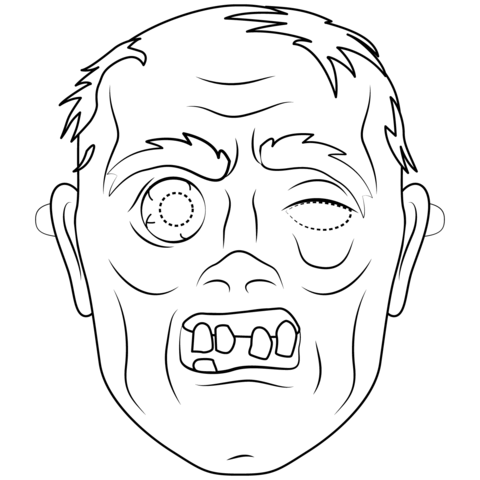 Zombie mask coloring page free printable coloring pages