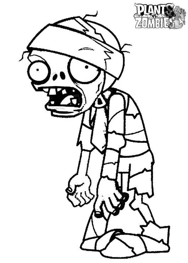 Mummy zombie in plant vs zombie coloring page coloring sky