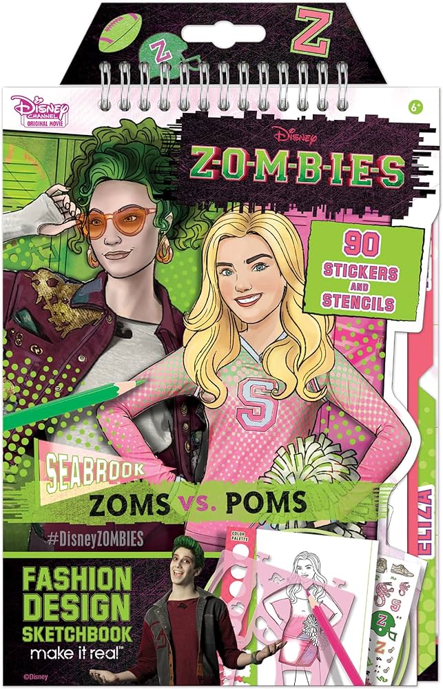 Make it real â disney zombies fashion design sketchbook disney inspired fashion design coloring book for girls includes addison bree sketch pages stencils stickers and design guide office products