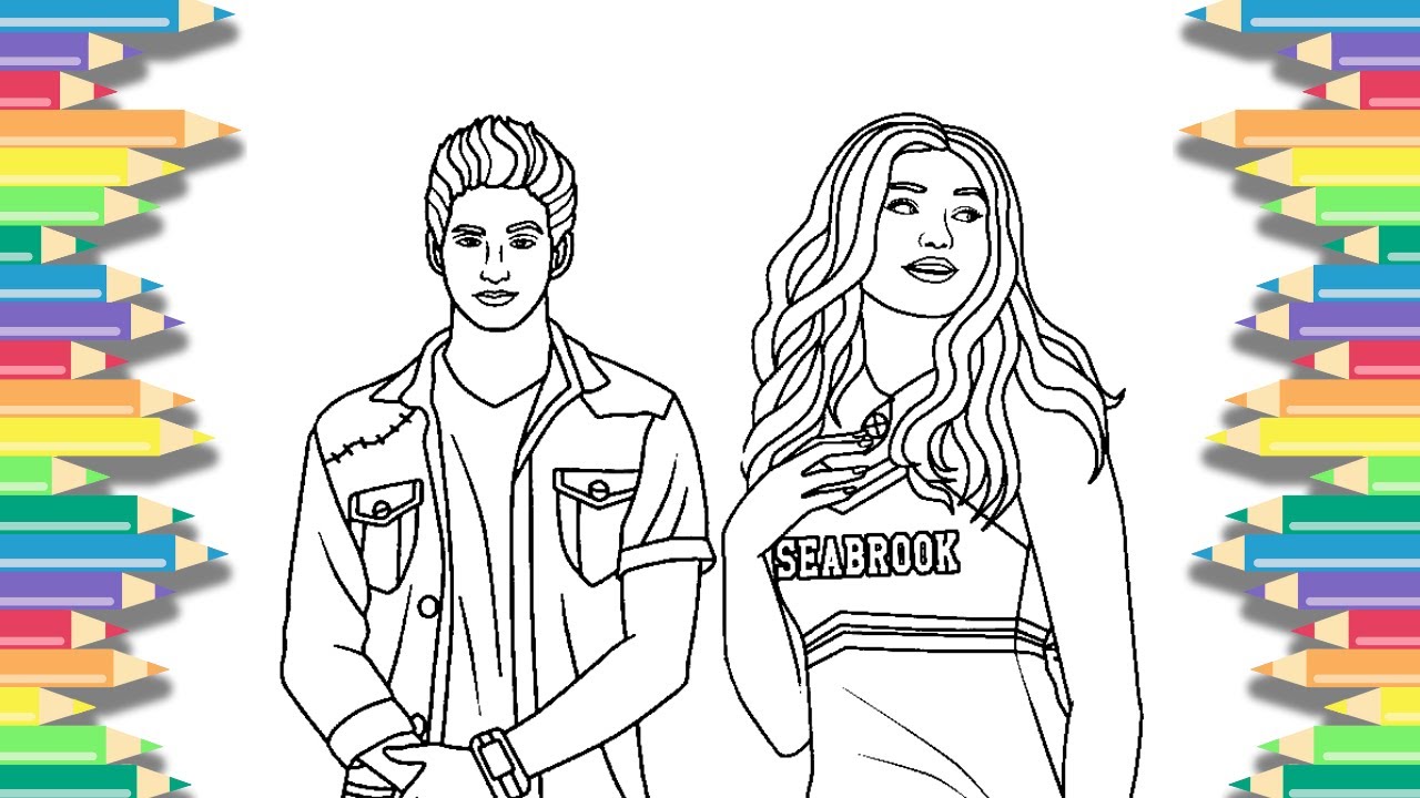 Seabrook zobies zed and addison fro disney fun coloring page ncs release