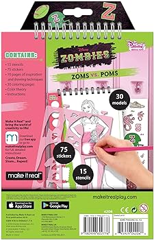 Make it real â disney zombies fashion design sketchbook disney inspired fashion design coloring book for girls includes addison bree sketch pages stencils stickers and design guide office products