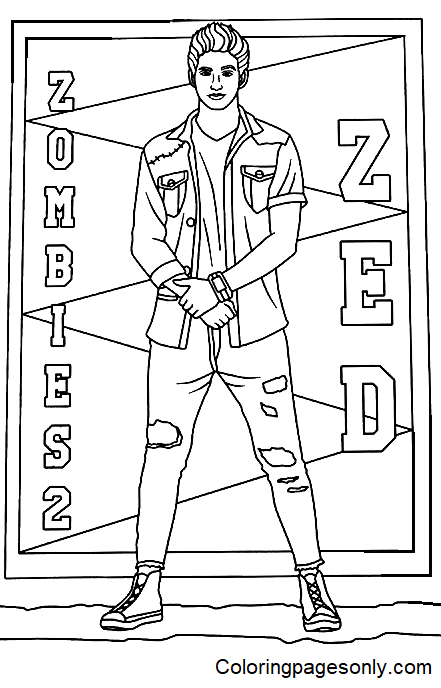 Zed zombies disney coloring page