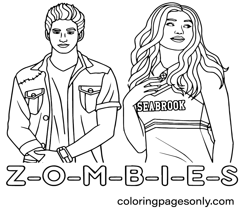 Disney zombies coloring pages