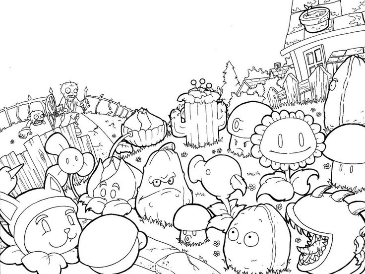 Plants vs zombies colouring pages