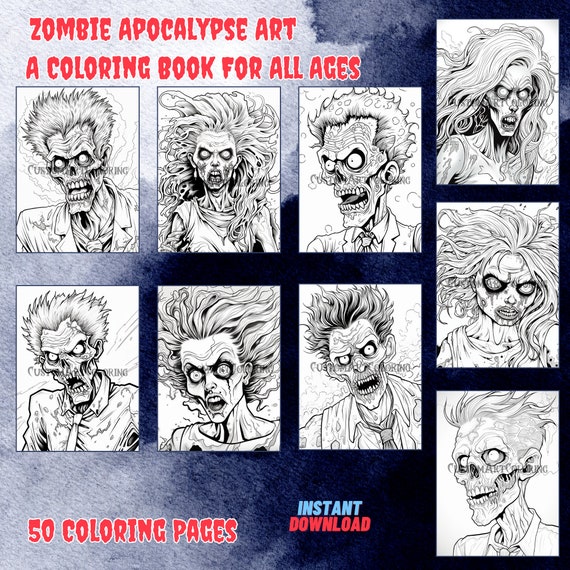 Zombie apocalypse coloring book coloring pages with zombies horror coloring pages zombie coloring sheets