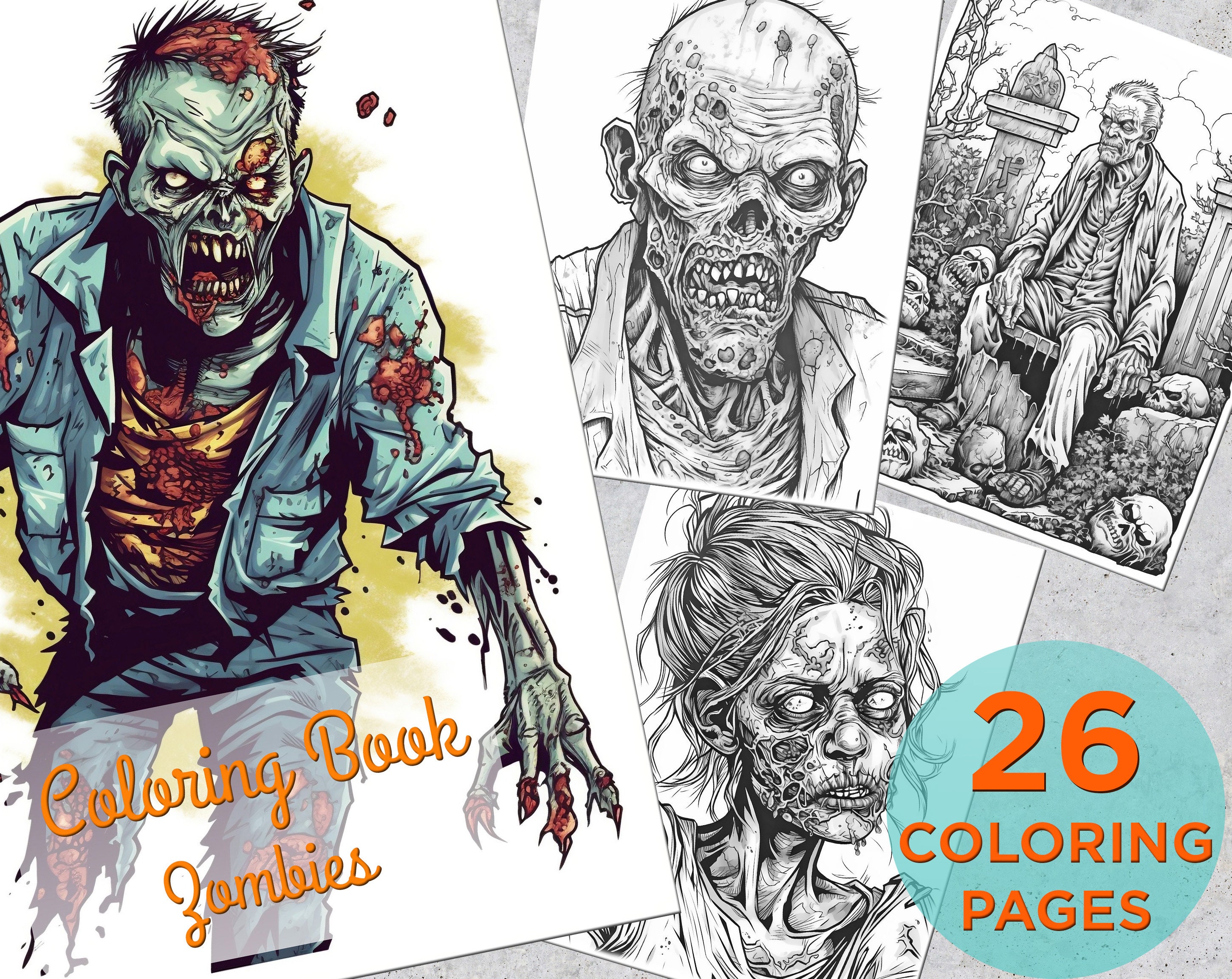 Zombie coloring pages adults printable grayscale coloring book coloring pages for adults printable zombie digital coloring book