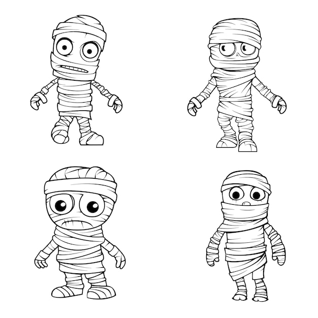 Premium vector zombies coloring page outline black and white illustration coloring book for kids