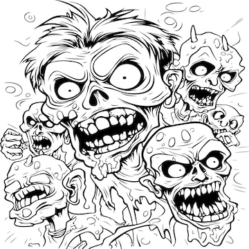 Premium vector cute zombies coloring page for kids