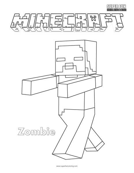 Minecraft zombie coloring page