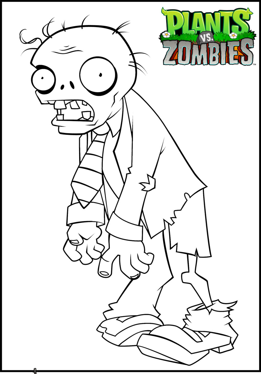 Plants vs zombie coloring pages for kids