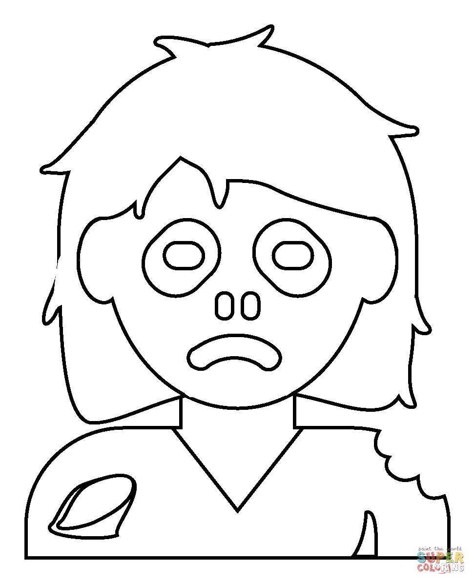 Woman zombie emoji coloring page free printable coloring pages