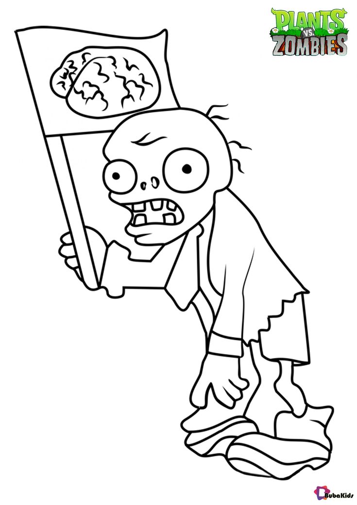 Plants vs zombies flag zombie coloring page bubakids plants vs zombies plant zombie coloring pages