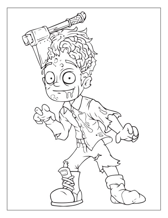 Set de dibujos imprimibles de zombies para colorear para niãos