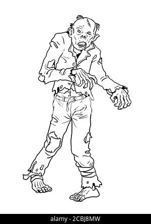 Halloween drawing zombie coloring template undead revenant stock photo