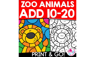 Zoo animals math coloring pages