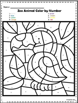 Zoo animal color by numbers by anastasia lopez tpt