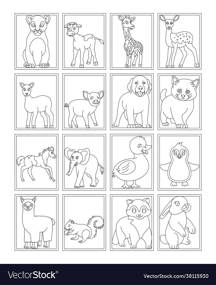 Pack animals coloring pages royalty free vector image