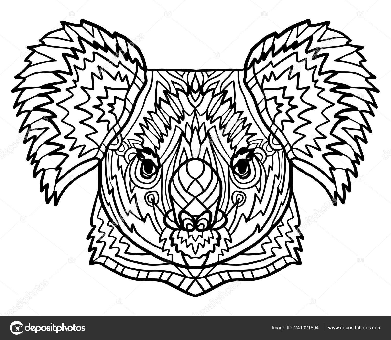 Totem coloring page adults head koala zoo animal ethnic tribal stock vector by aleancher