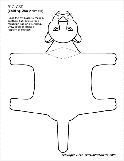 Folding zoo animal templates free printable templates coloring pages