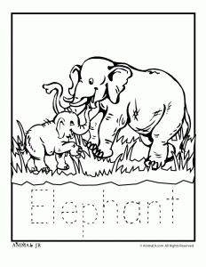 Zoo animal coloring pages with letter writing practice