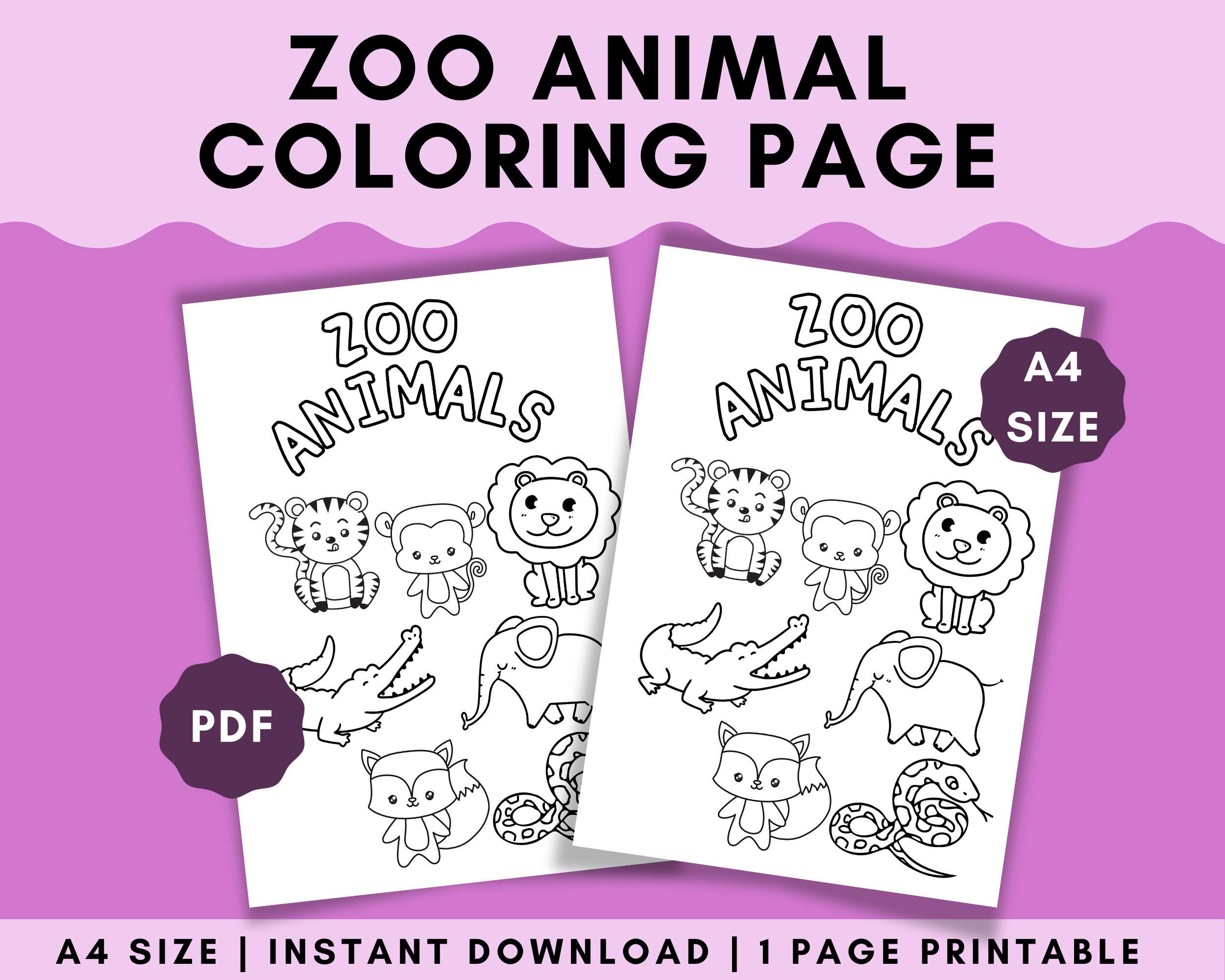 Printable coloring page zoo animal kids coloring pages zoo animal art animal coloring page instant download coloring art