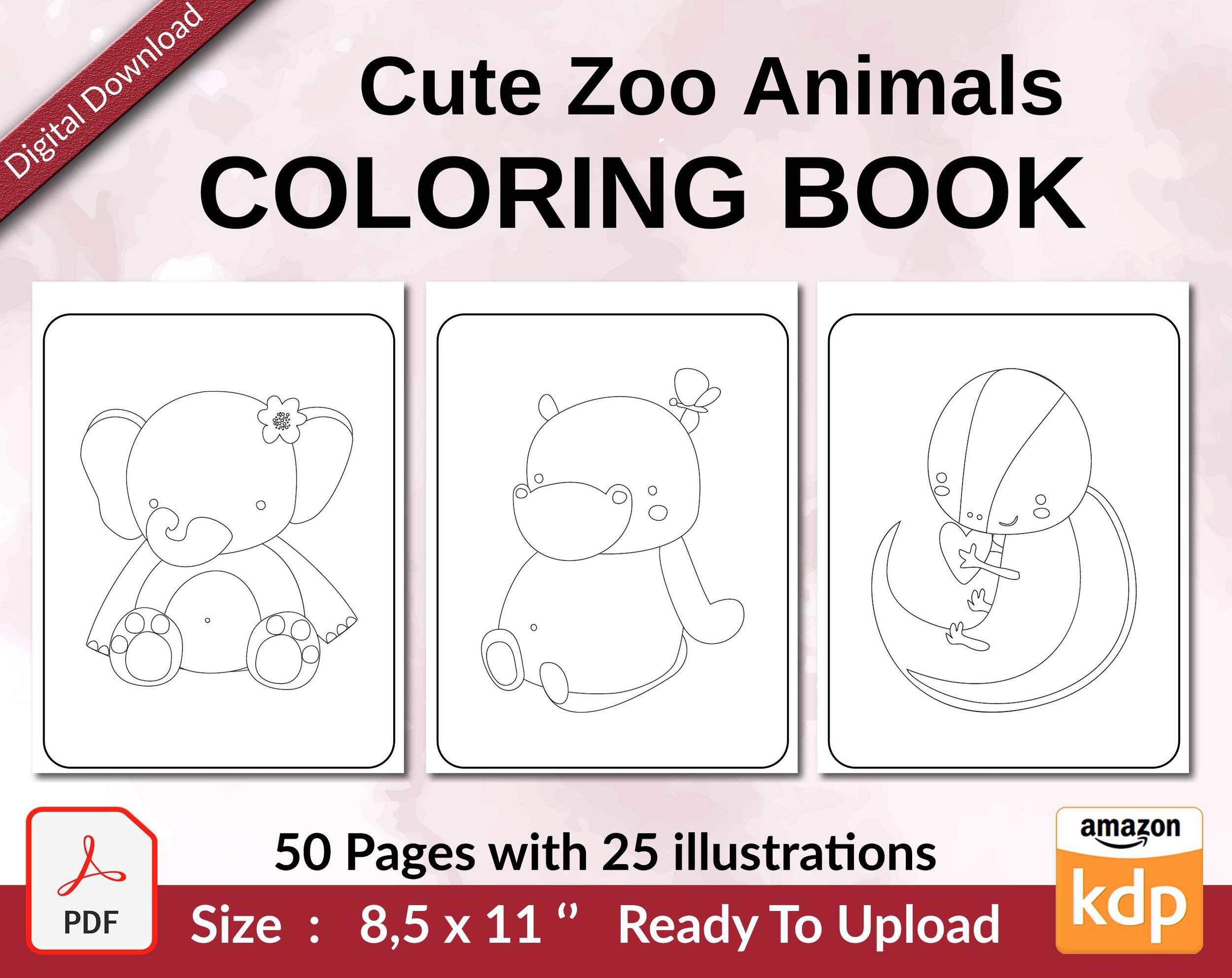 Zoo animals coloring book for kids x size kdp interior