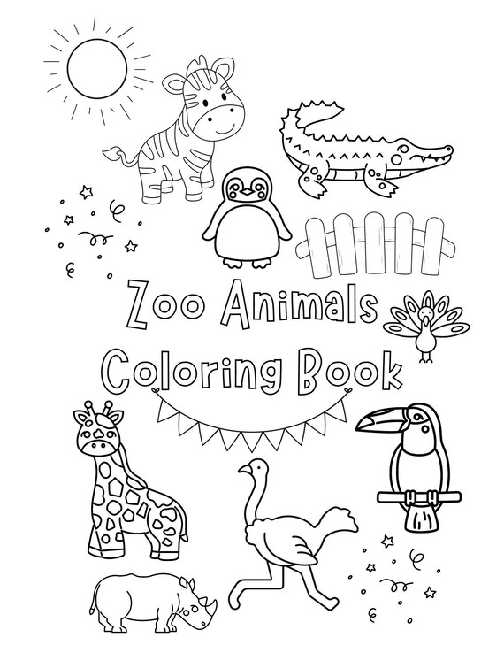 Printable fun zoo animals coloring book for kids with word tracing pre