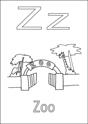 Z is for zoo coloring page