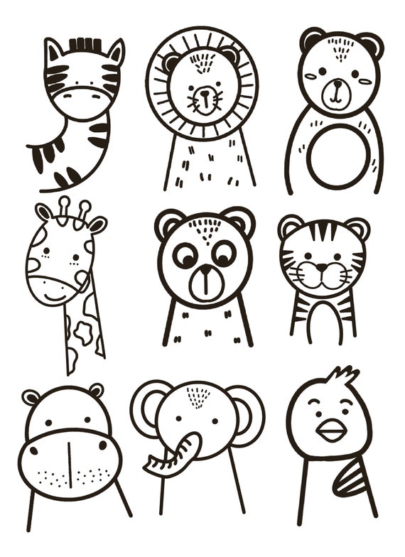 Animals zoo animals coloring page instant download