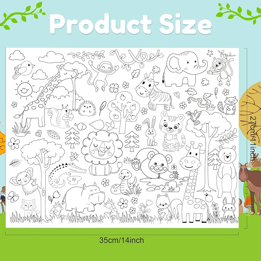 Pcs jungle wild animals coloring poster pack safari zoo party favor set jungle zoo world paint paper craft art coloring posters for students school craft classroom activities supplyx inch