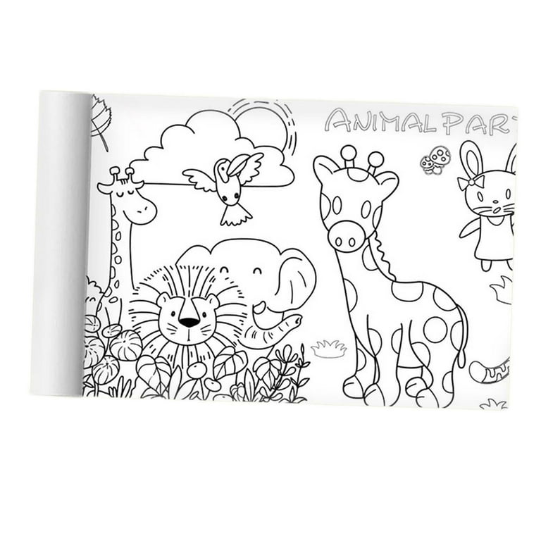 Coloring paper roll paper crafts large coloring books painting table cloth for kids gift animal kingdom