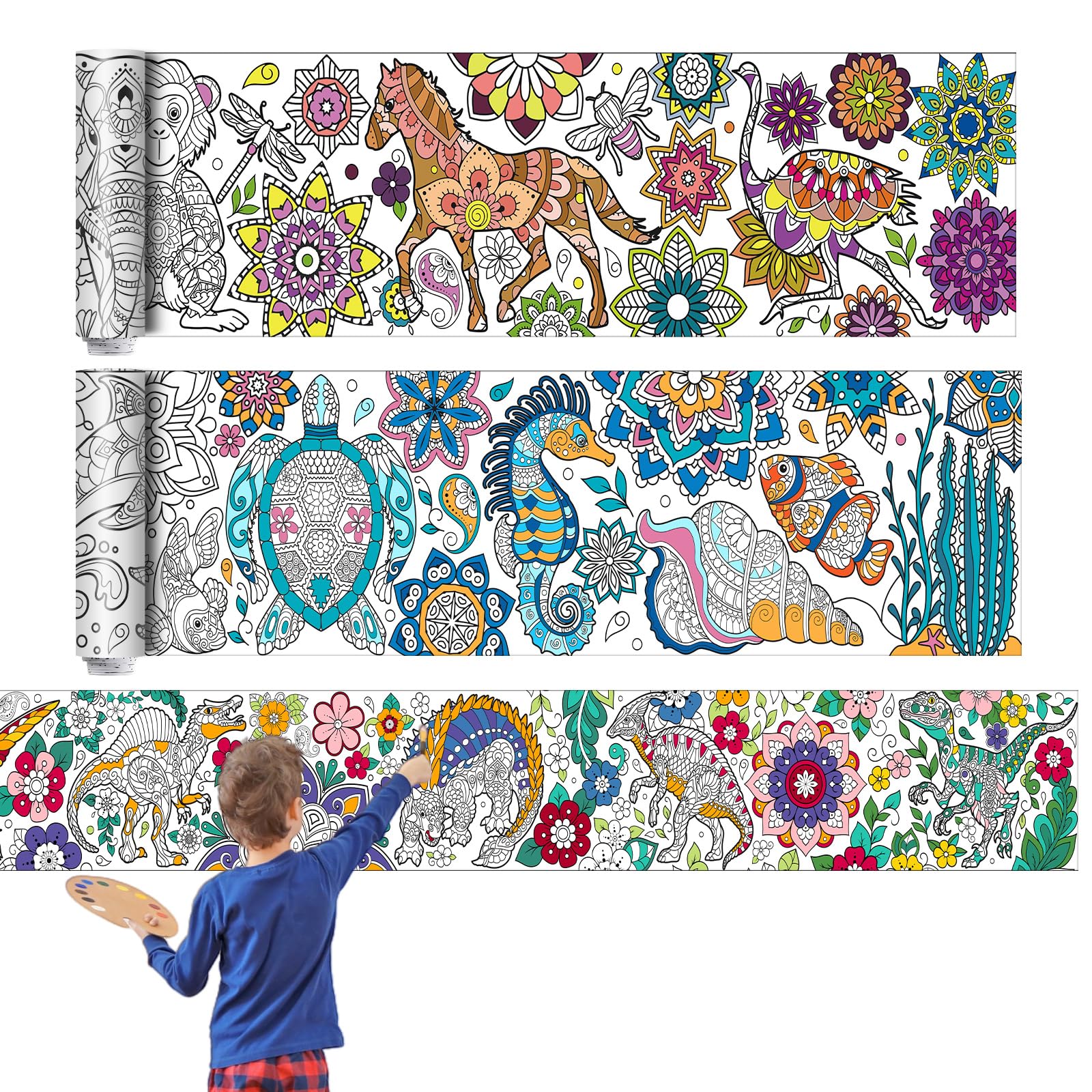 Pasimy pieces giant coloring posters mandala animals jumbo diy drawing paper large coloring sheets huge mandala coloring pages for adult kids home classroom craft art activity x inch