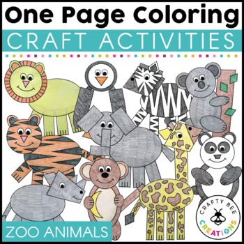 One page crafts zoo animals activities coloring pages l distance learning