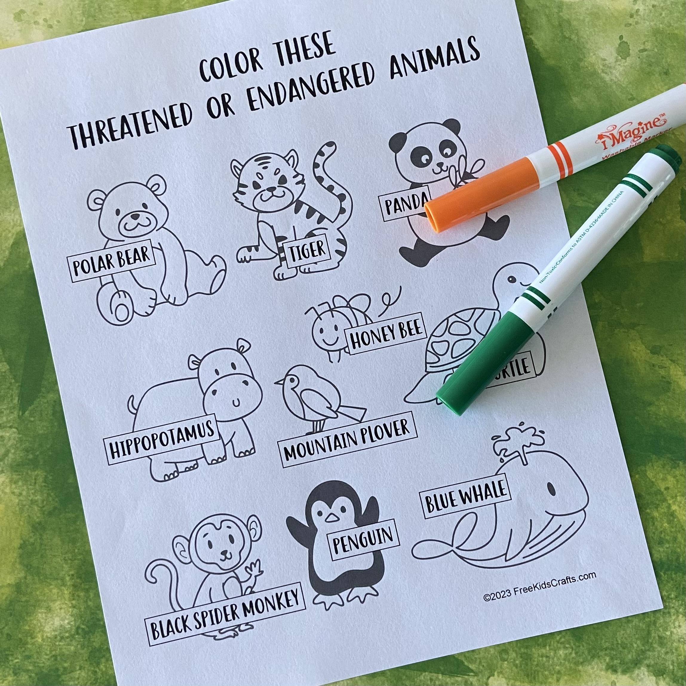 Threatened or endangered animals coloring page