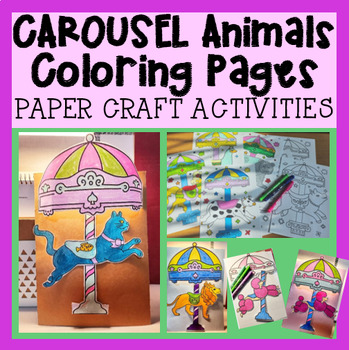 Carousel animal coloring pages paper craft activity by mind the gap studio