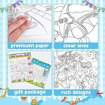 Pack large coloring poster for kids giant coloring poster for kids huge big coloring page craft with dinasour mermaid zoo animal for class home activities kids gifts party favors x in