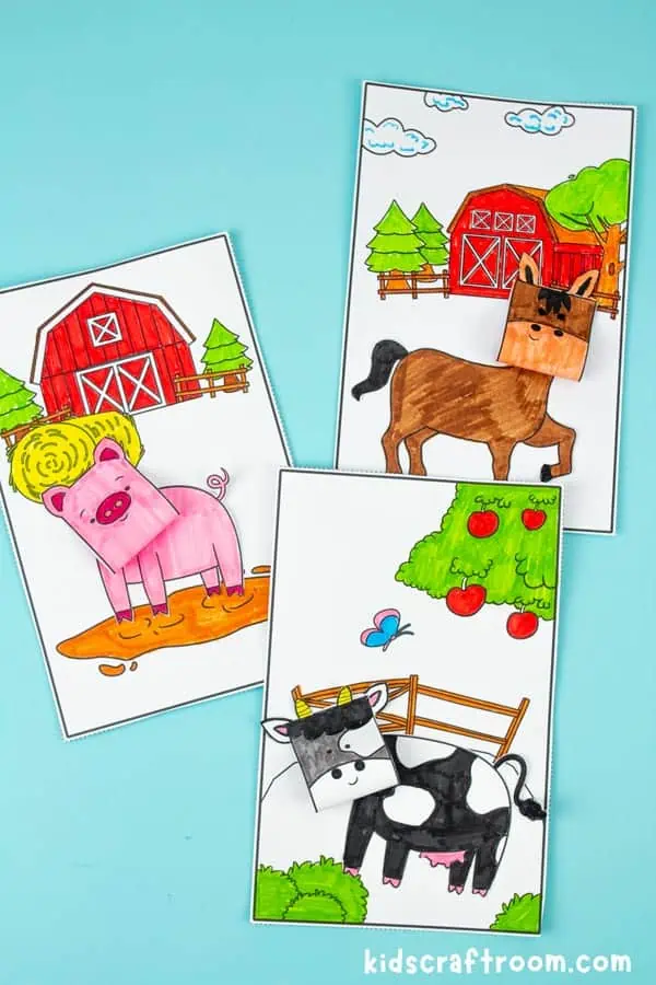 D coloring pages farm animals free printable