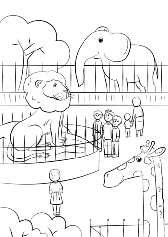 Zoo animals coloring page free printable coloring pages