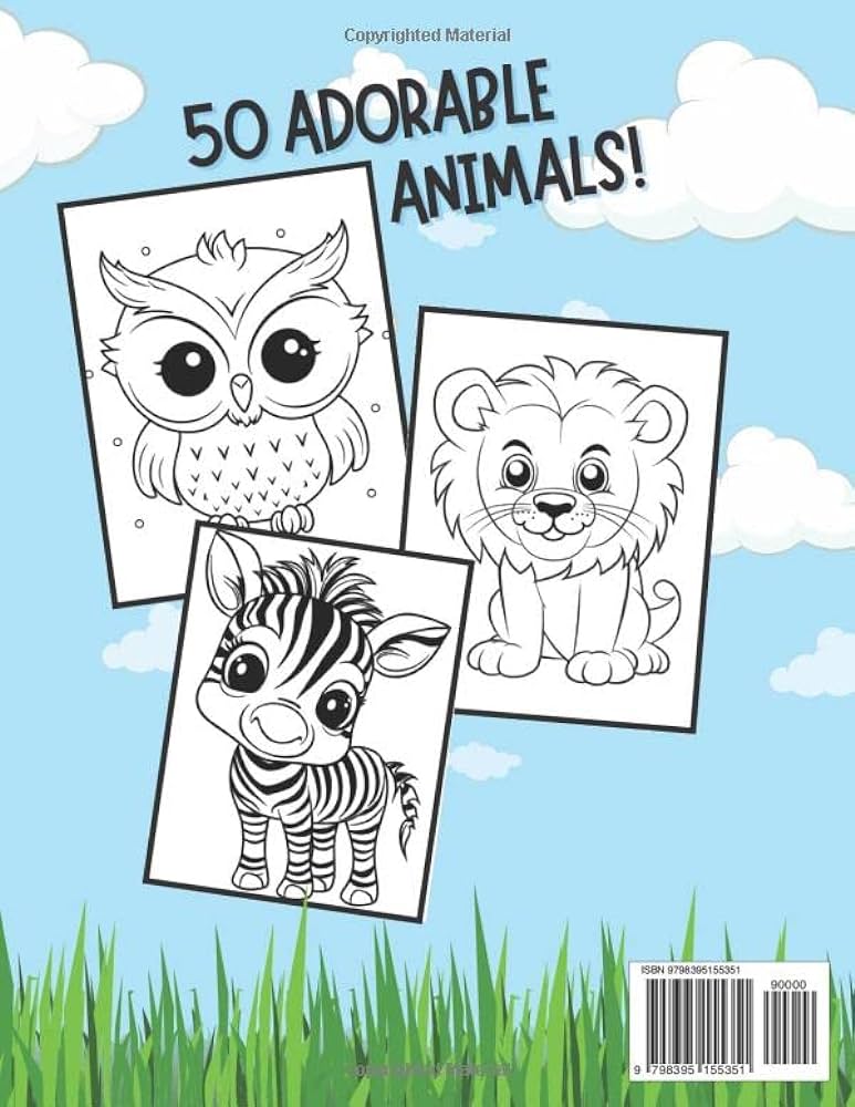 Zoo animals coloring book adorable animals easy coloring pages for preschool and kindergarten big coloring book x large size world colorful books