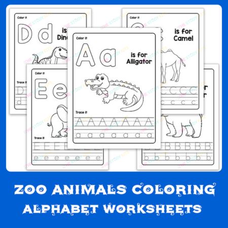 Alphabet coloring pages activities for zoo animals