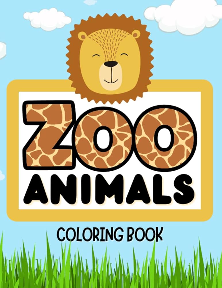 Zoo animals coloring book adorable animals easy coloring pages for preschool and kindergarten big coloring book x large size world colorful books