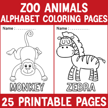 Zoo animals alphabet coloring pages printable coloring pages for kids