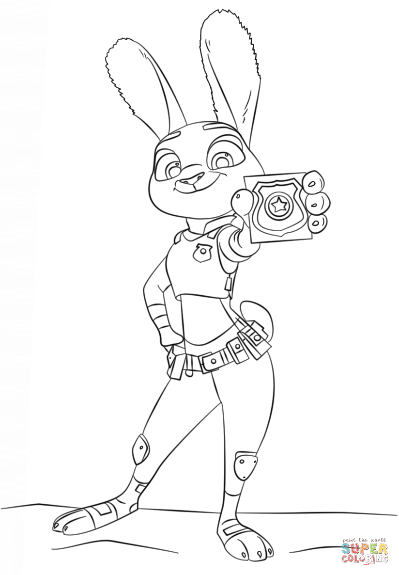 Judy hopps from zootopia coloring page free printable coloring pages