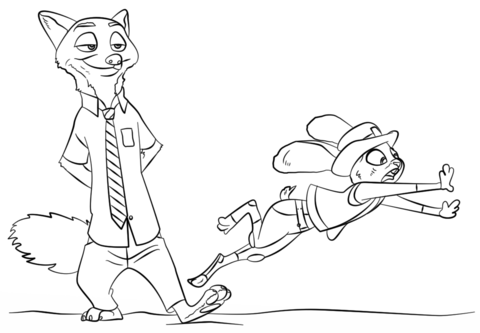 Nick and judy from zootopia coloring page free printable coloring pages