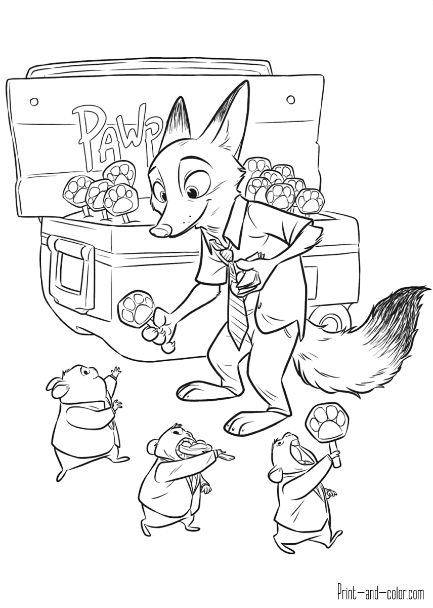 Zootopia coloring pages print and color