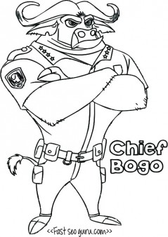 Printable chief bogo zootopia coloring pages