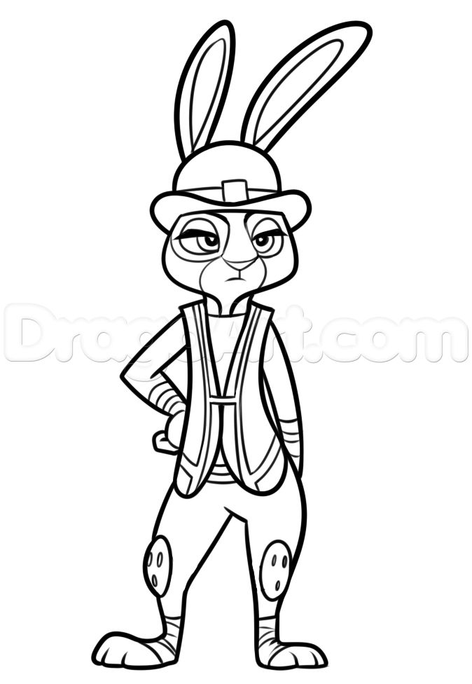 How to draw judy hopps from zootopia step by step disney characters cartoons draw cartoonâ zootopia coloring pages coloring book pages disney coloring pages