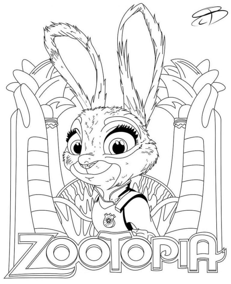 Judy hopps in zootopia coloring page